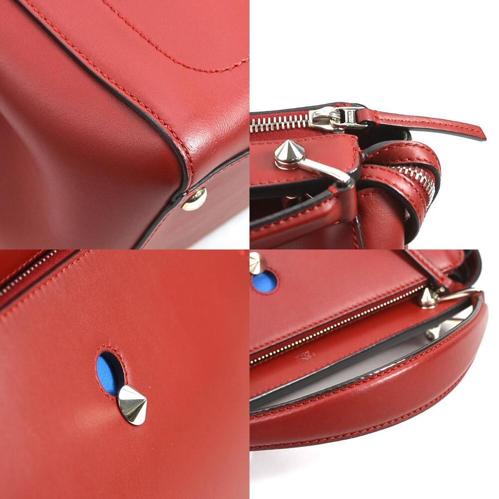 Fendi Shoulder Bag Com Leather Red Silver View 4
